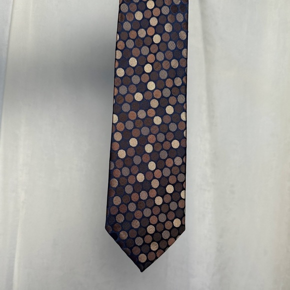 Men’s Silk Tie Haines & Bonner of London Handmade Brown Polka Dot - Picture 5 of 14